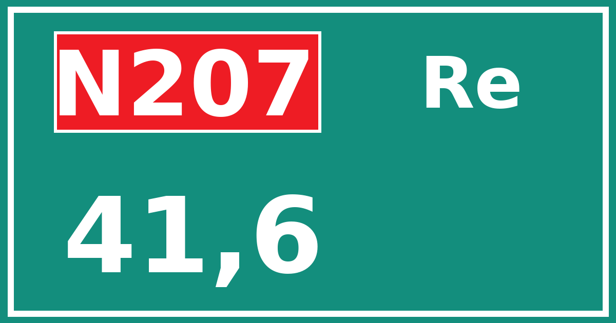 Hectometerbord N207 41,6 zijde Re