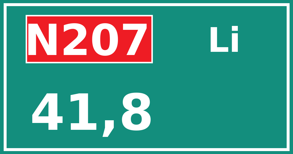 Hectometerbord N207 41,8 zijde Li