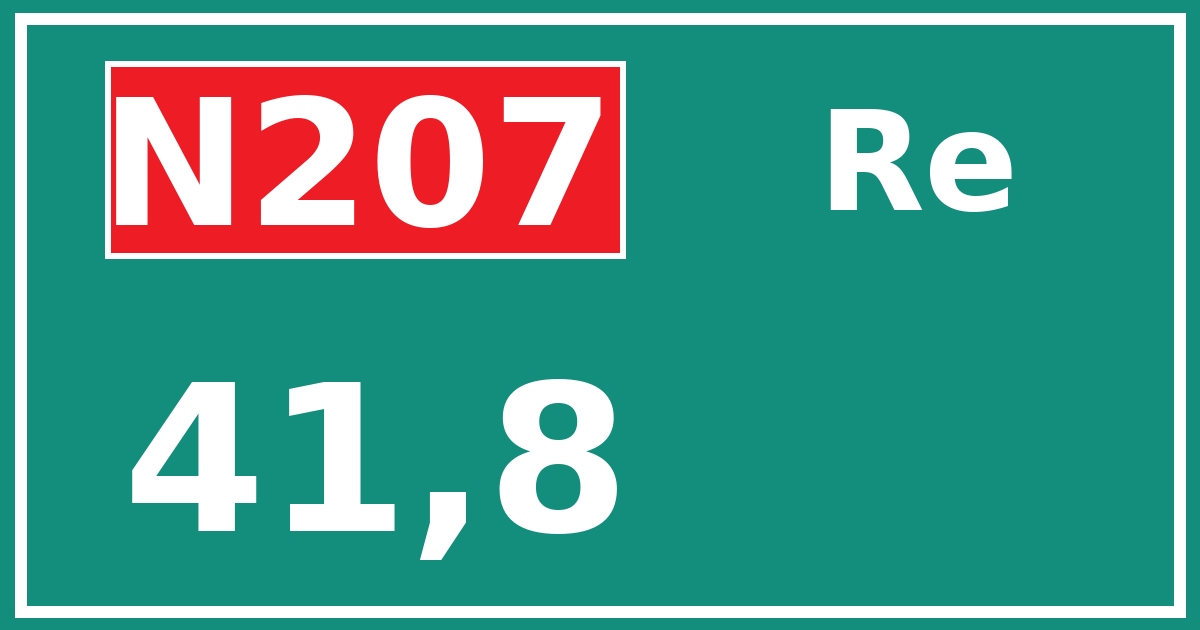 Hectometerbord N207 41,8 zijde Re