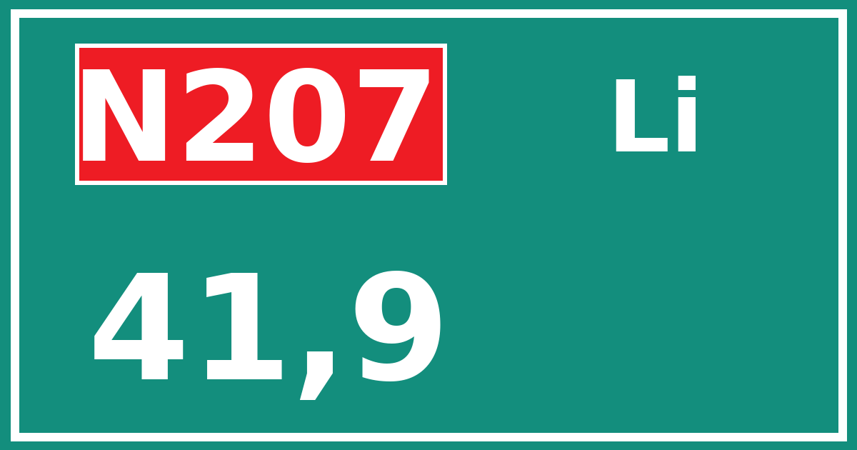 Hectometerbord N207 41,9 zijde Li