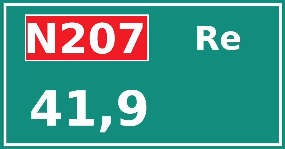 Hectometerbord N207 41,9 zijde Re