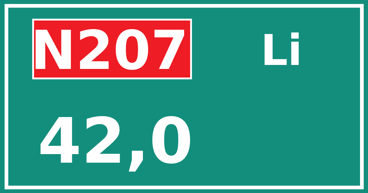 Hectometerbord N207 42,0 zijde Li