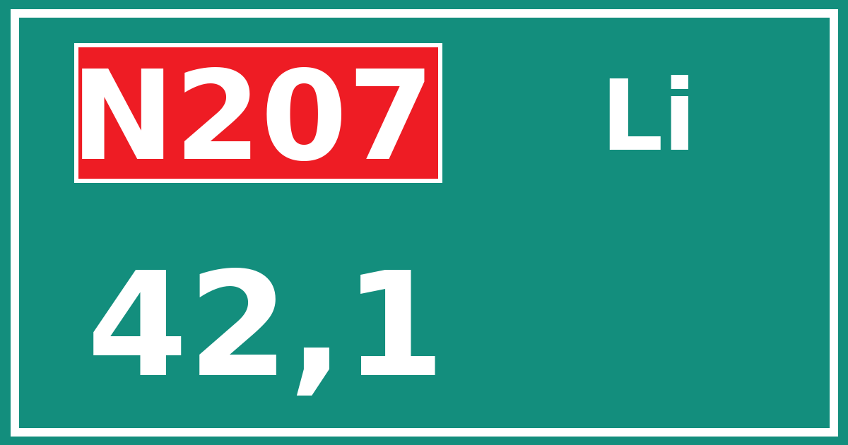 Hectometerbord N207 42,1 zijde Li