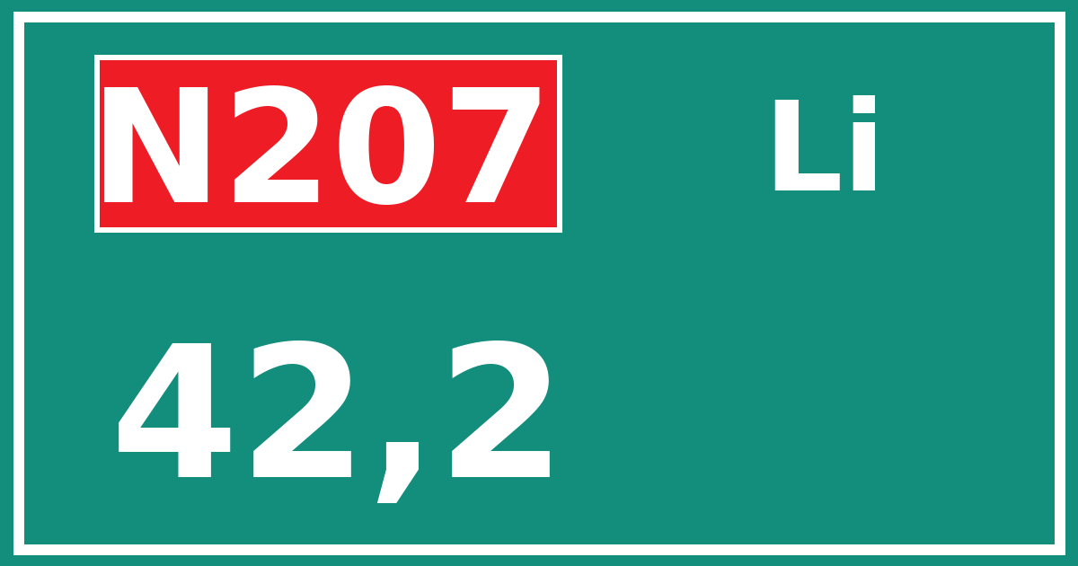 Hectometerbord N207 42,2 zijde Li