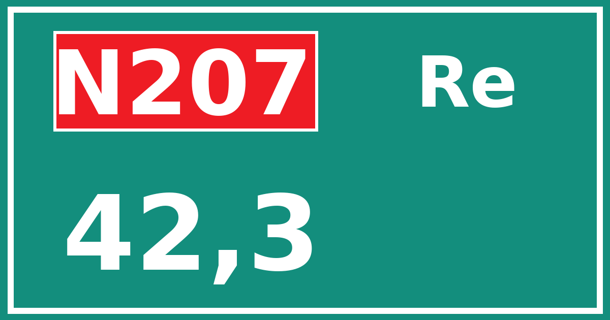 Hectometerbord N207 42,3 zijde Re