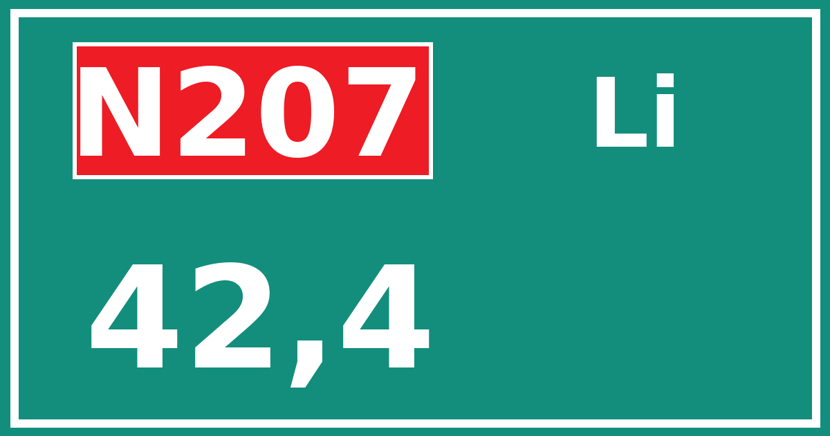 Hectometerbord N207 42,4 zijde Li