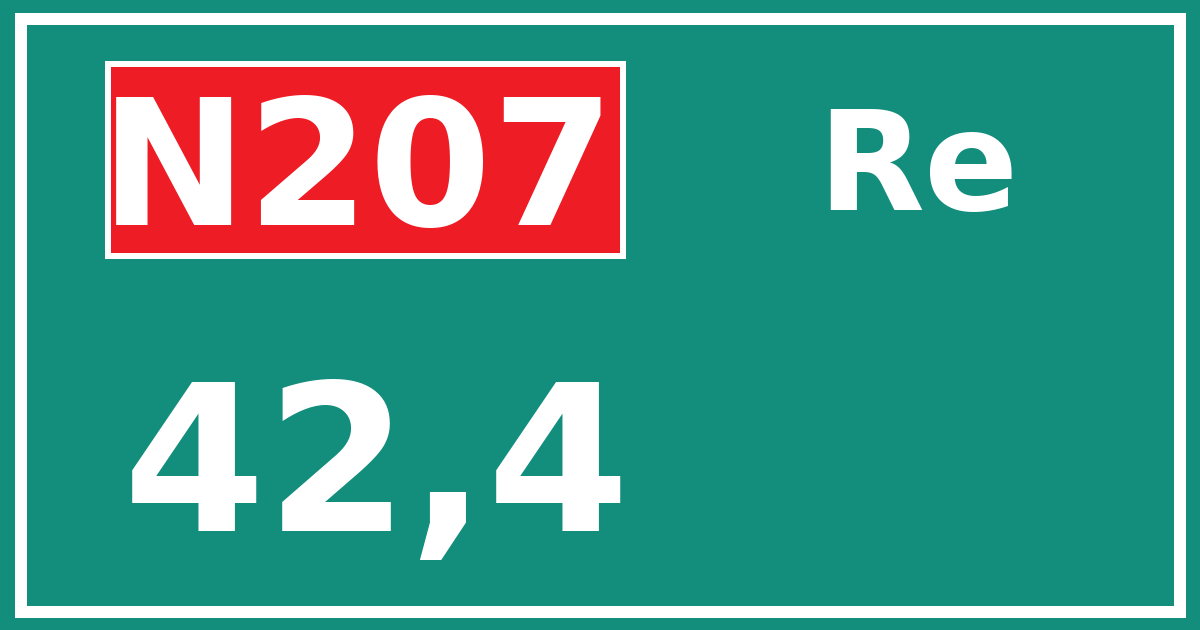 Hectometerbord N207 42,4 zijde Re