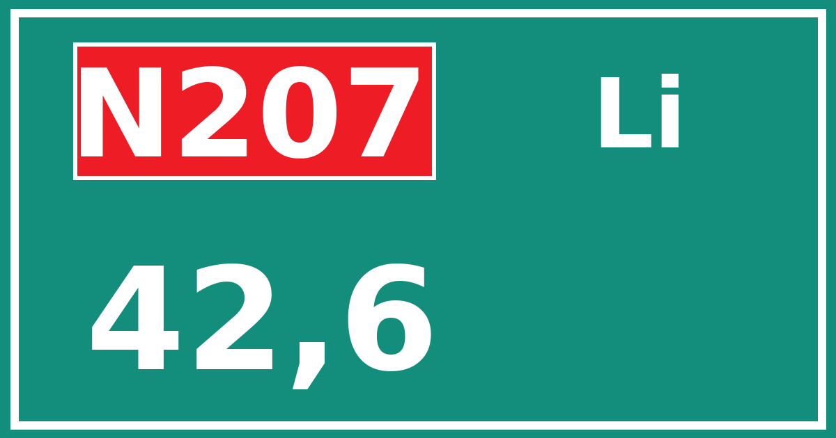 Hectometerbord N207 42,6 zijde Li