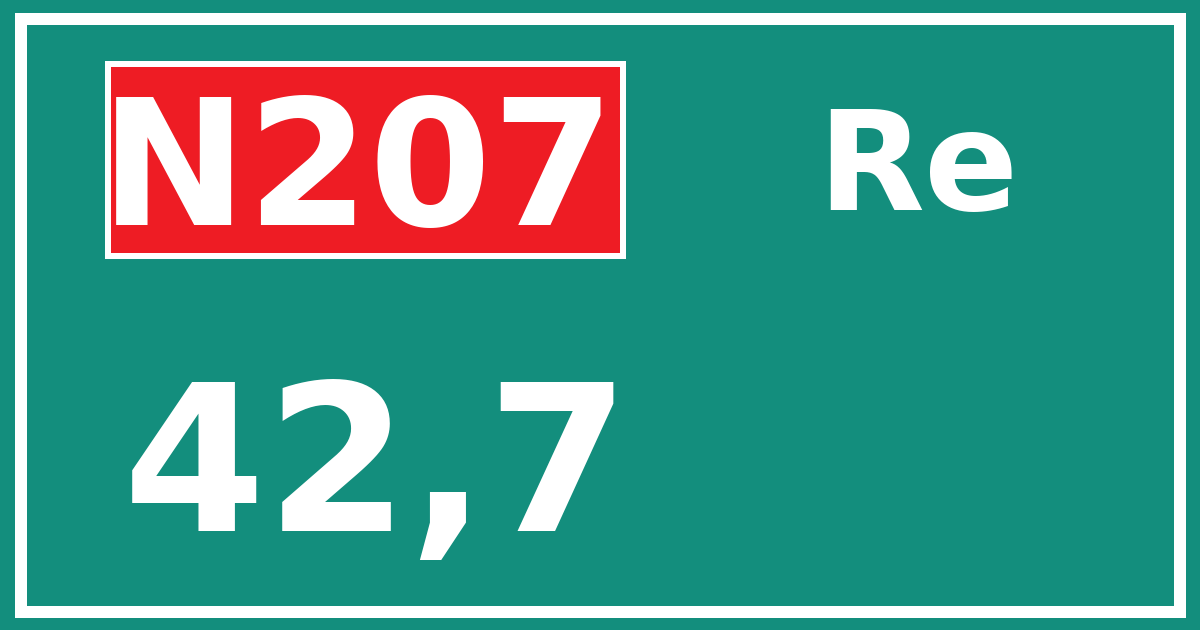 Hectometerbord N207 42,7 zijde Re