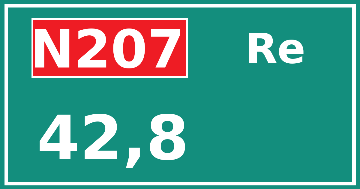 Hectometerbord N207 42,8 zijde Re