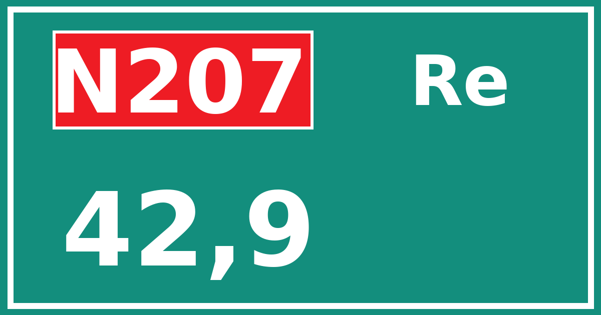 Hectometerbord N207 42,9 zijde Re