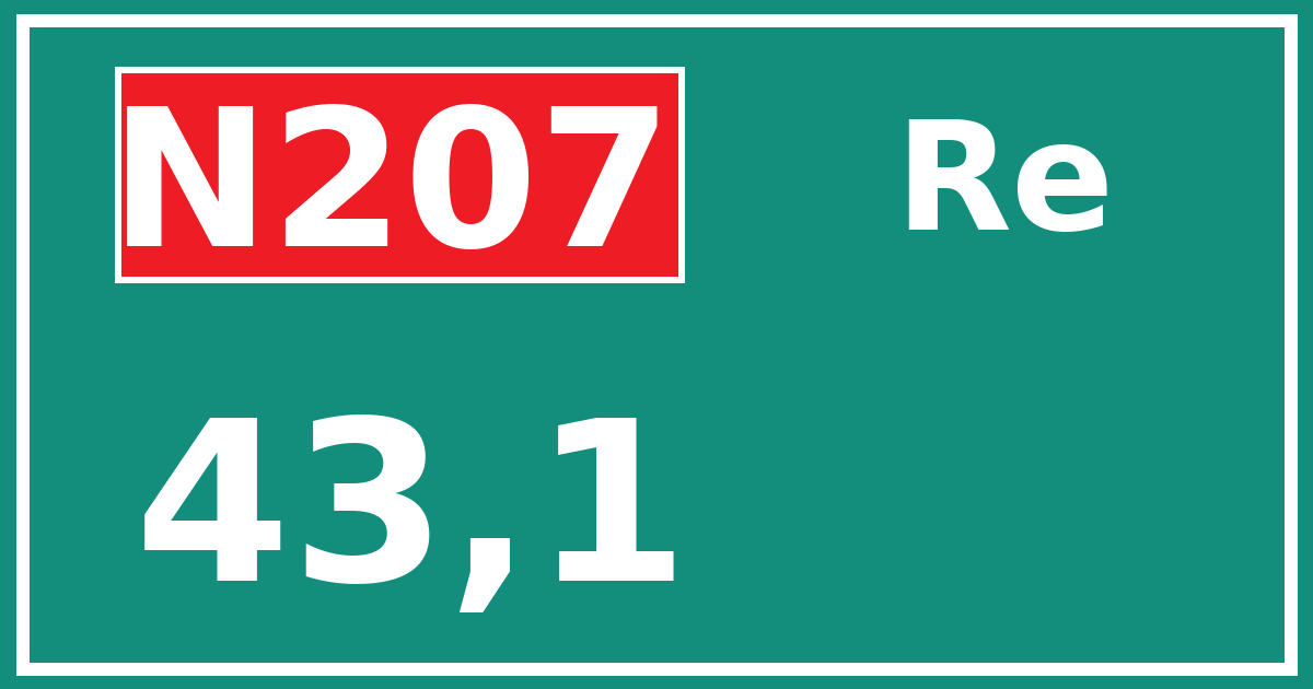 Hectometerbord N207 43,1 zijde Re