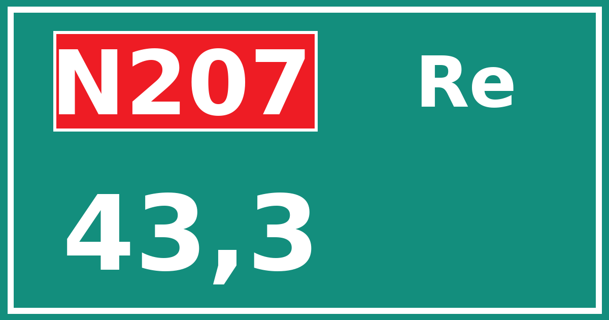 Hectometerbord N207 43,3 zijde Re