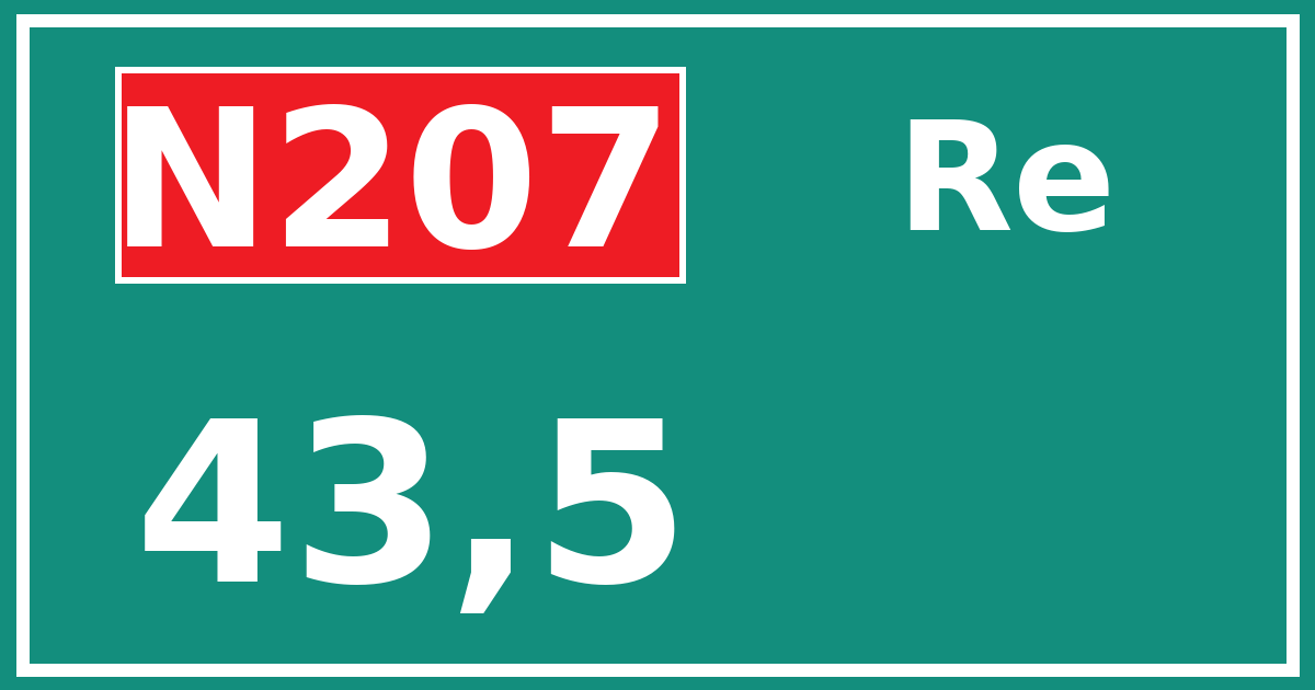 Hectometerbord N207 43,5 zijde Re