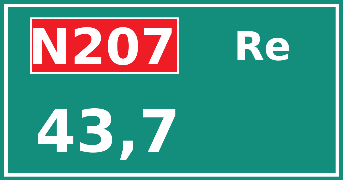 Hectometerbord N207 43,7 zijde Re