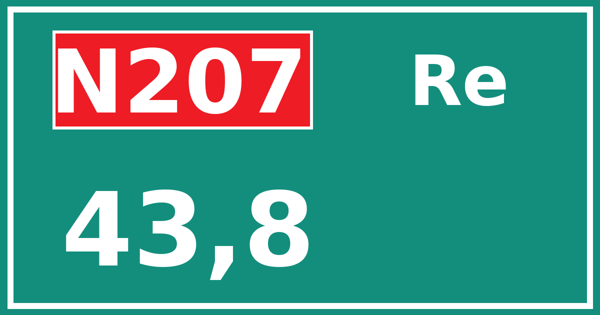 Hectometerbord N207 43,8 zijde Re