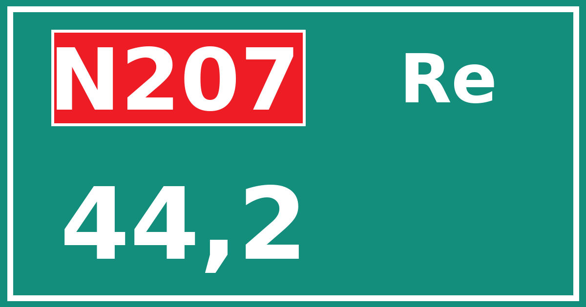 Hectometerbord N207 44,2 zijde Re
