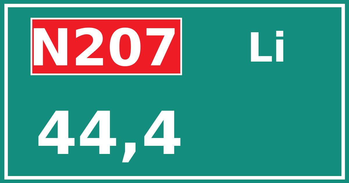 Hectometerbord N207 44,4 zijde Li