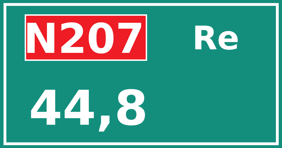 Hectometerbord N207 44,8 zijde Re