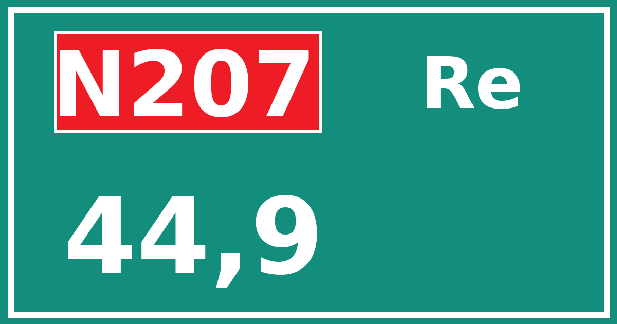 Hectometerbord N207 44,9 zijde Re