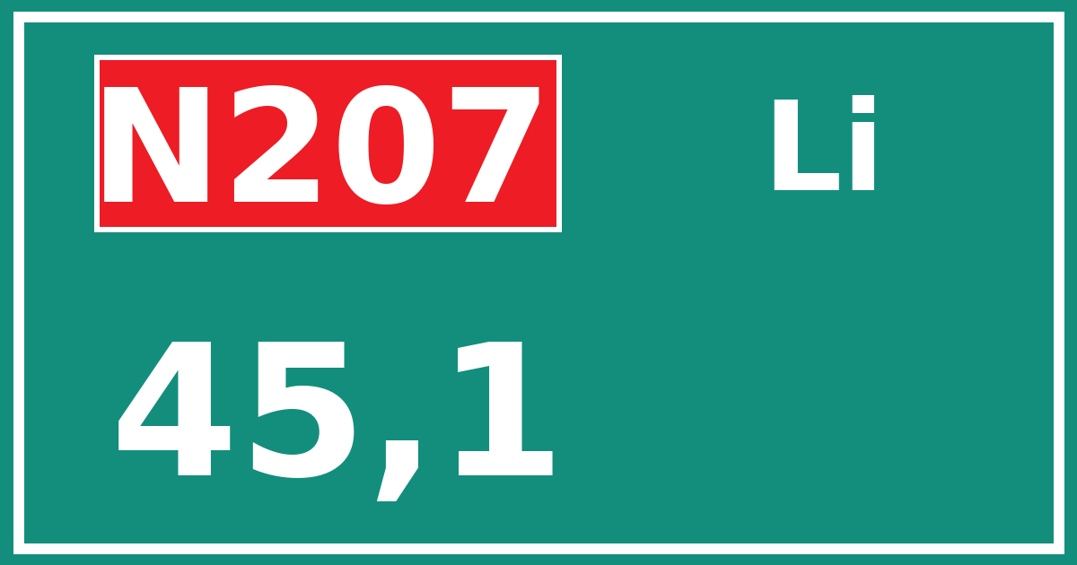 Hectometerbord N207 45,1 zijde Li