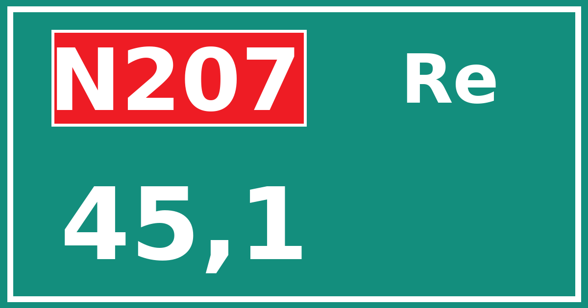 Hectometerbord N207 45,1 zijde Re
