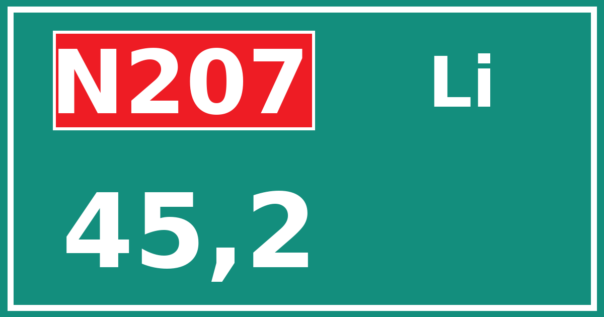Hectometerbord N207 45,2 zijde Li