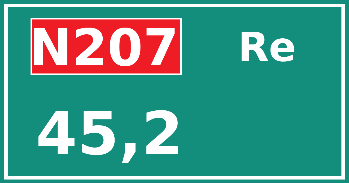 Hectometerbord N207 45,2 zijde Re