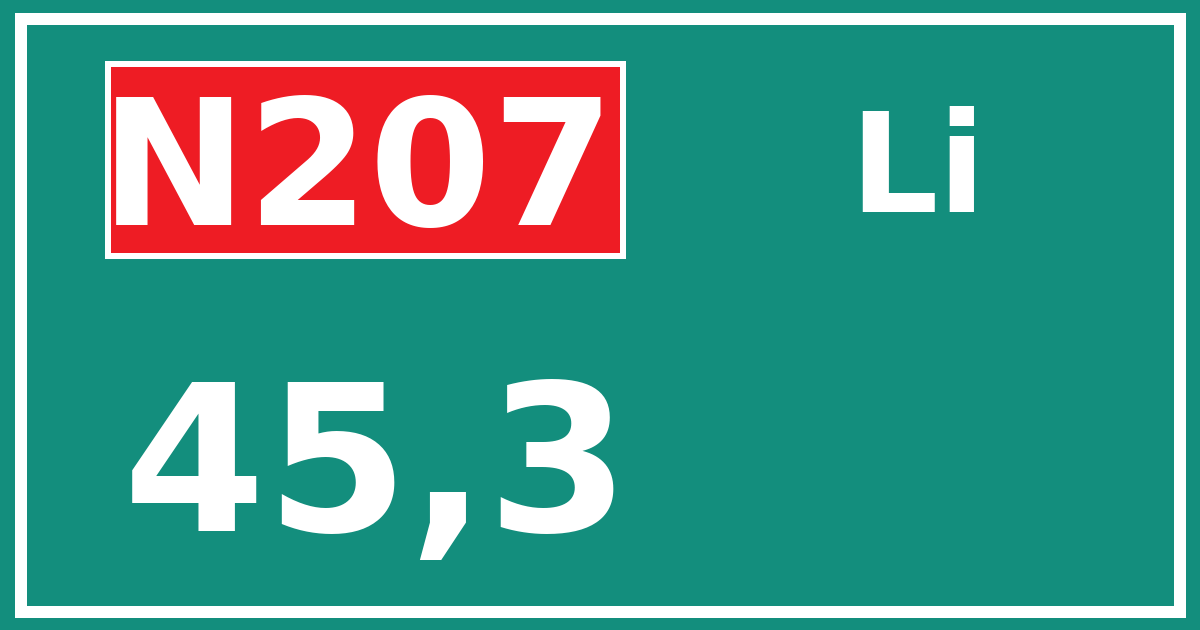 Hectometerbord N207 45,3 zijde Li