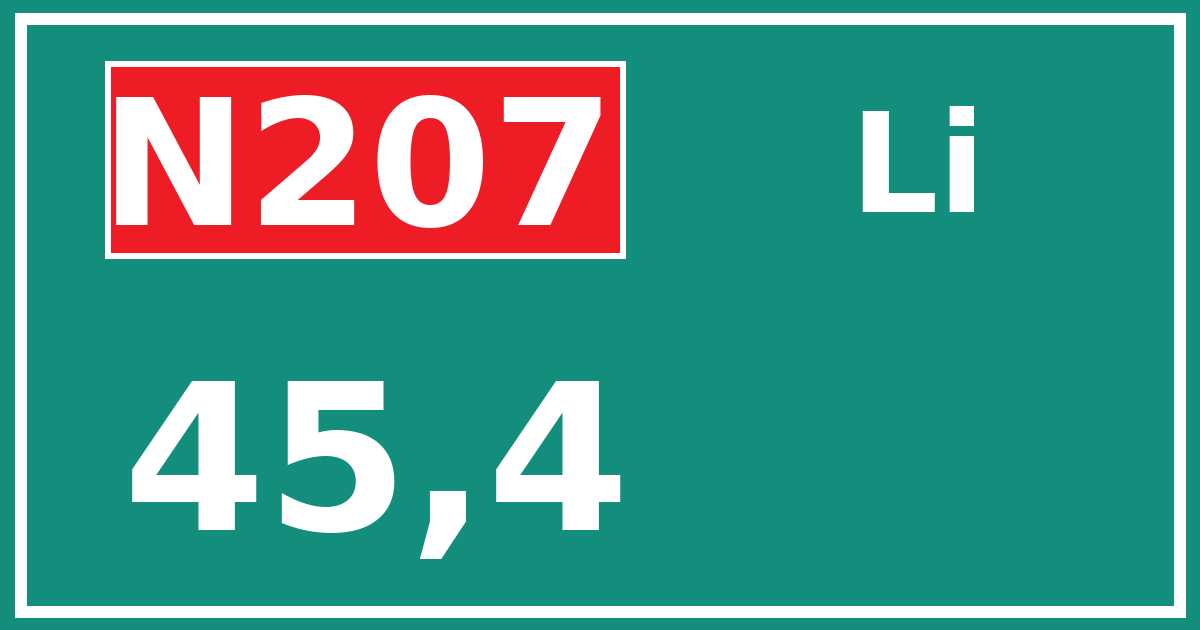Hectometerbord N207 45,4 zijde Li