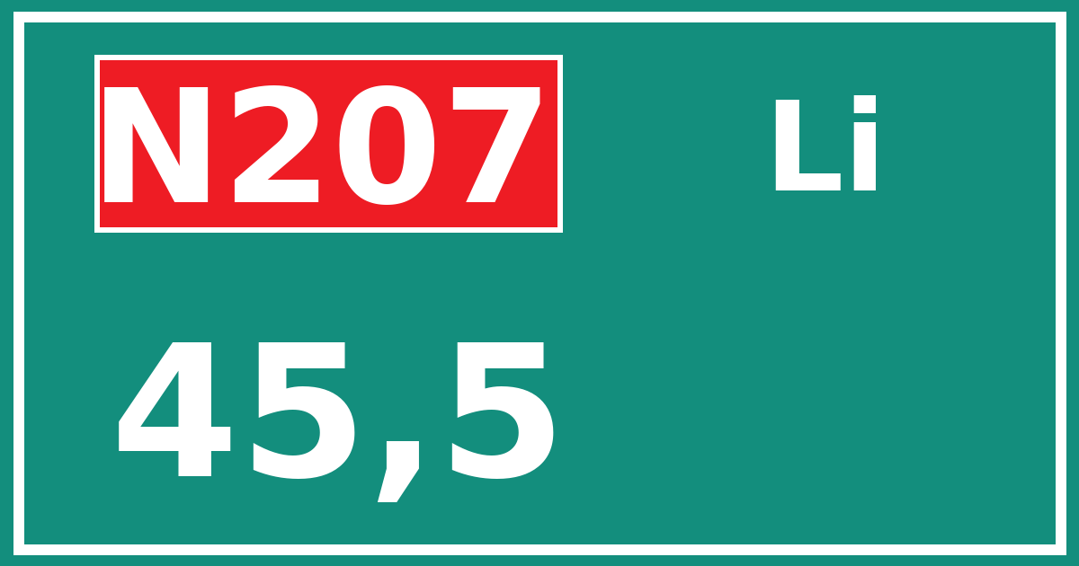 Hectometerbord N207 45,5 zijde Li