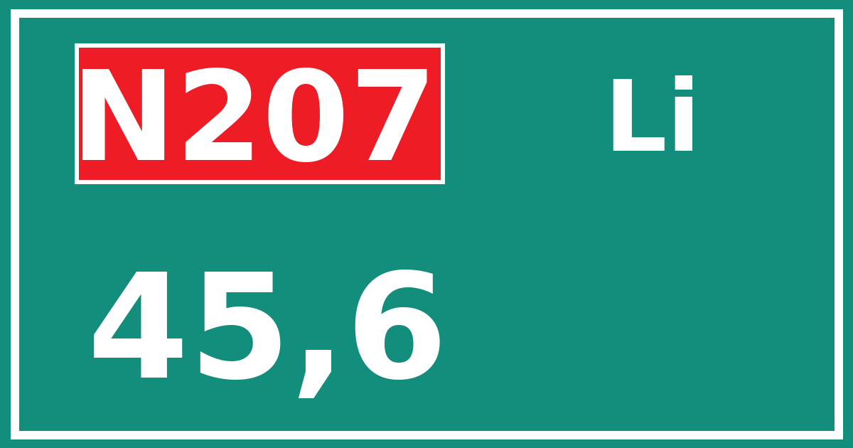 Hectometerbord N207 45,6 zijde Li