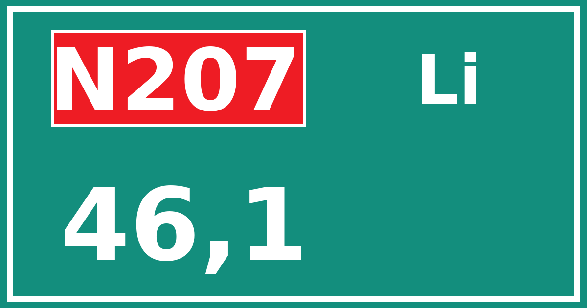 Hectometerbord N207 46,1 zijde Li