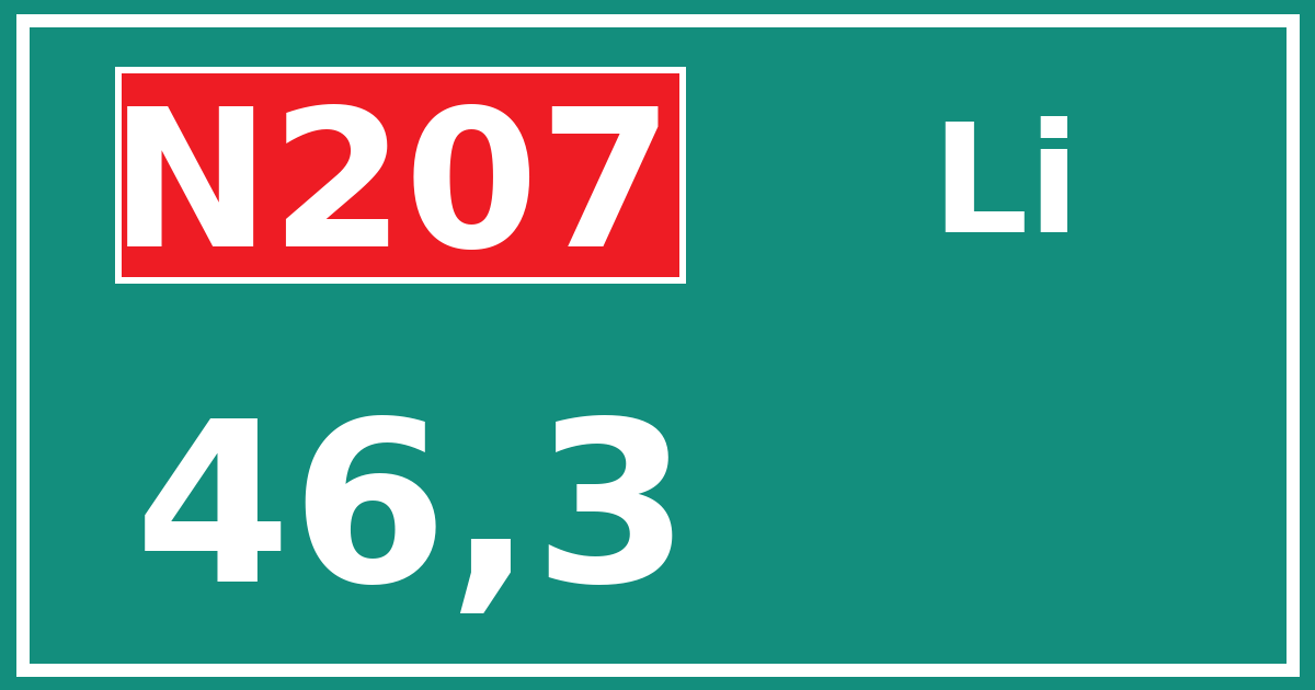 Hectometerbord N207 46,3 zijde Li