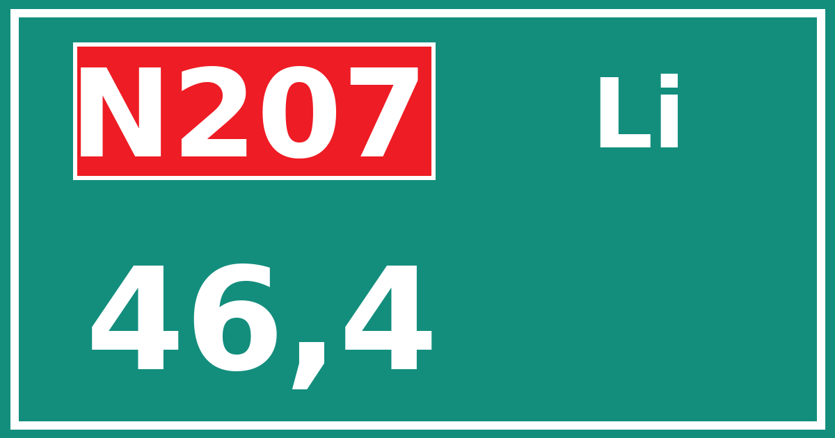 Hectometerbord N207 46,4 zijde Li