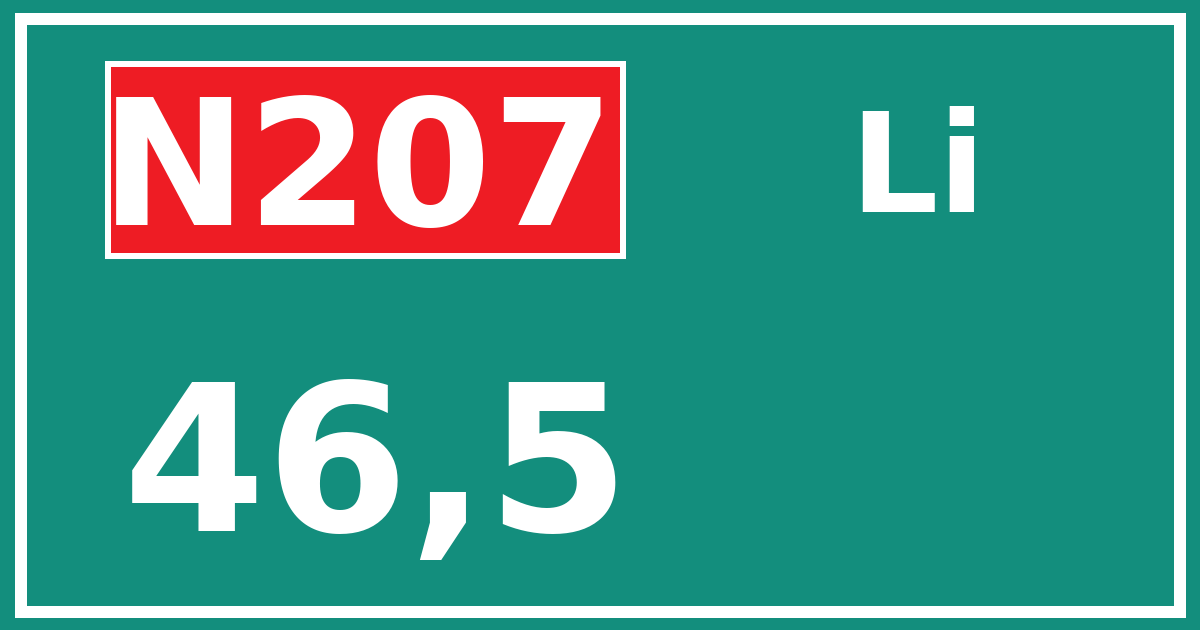 Hectometerbord N207 46,5 zijde Li