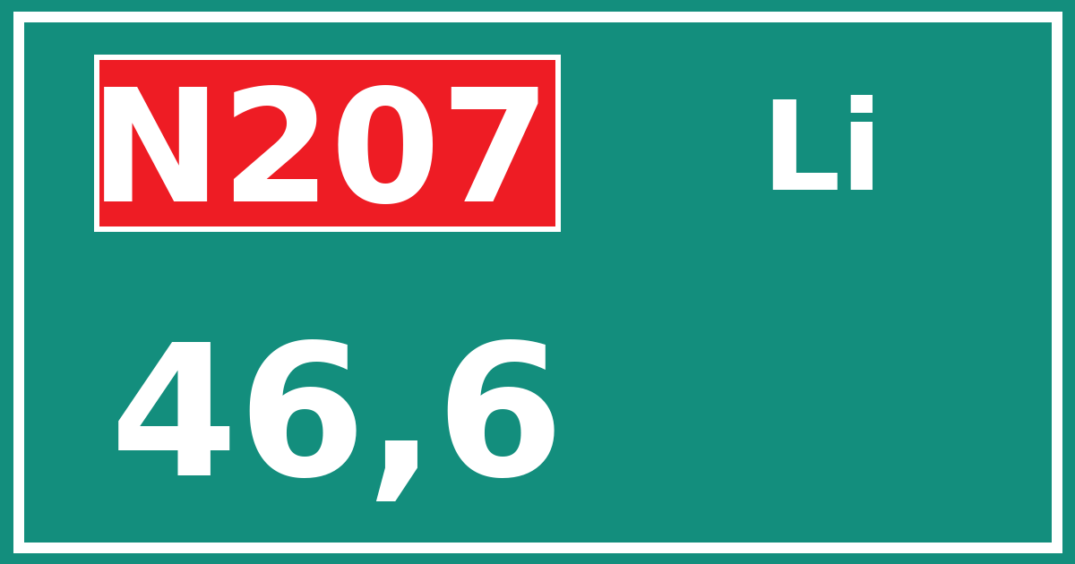 Hectometerbord N207 46,6 zijde Li