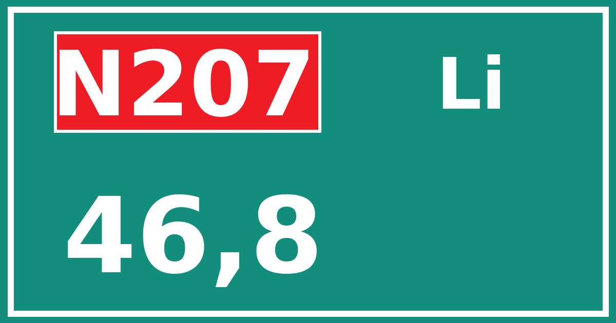 Hectometerbord N207 46,8 zijde Li