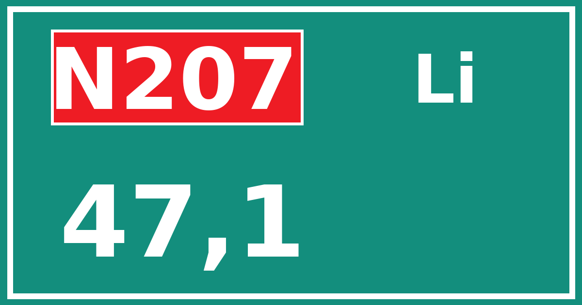Hectometerbord N207 47,1 zijde Li