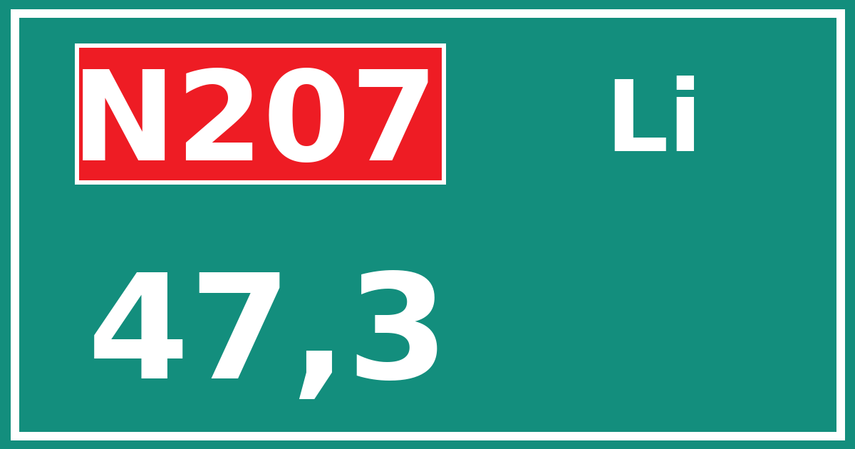 Hectometerbord N207 47,3 zijde Li