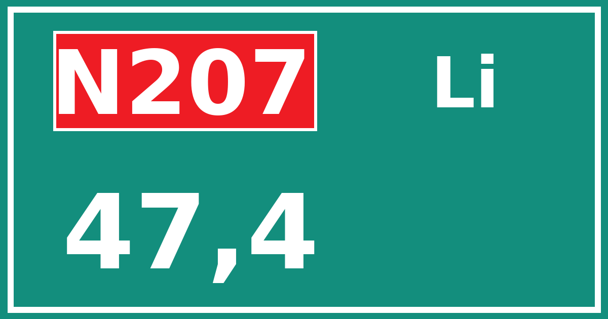 Hectometerbord N207 47,4 zijde Li