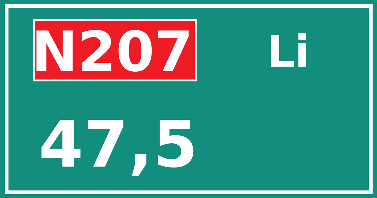 Hectometerbord N207 47,5 zijde Li