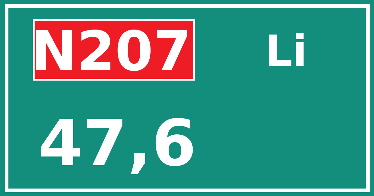 Hectometerbord N207 47,6 zijde Li