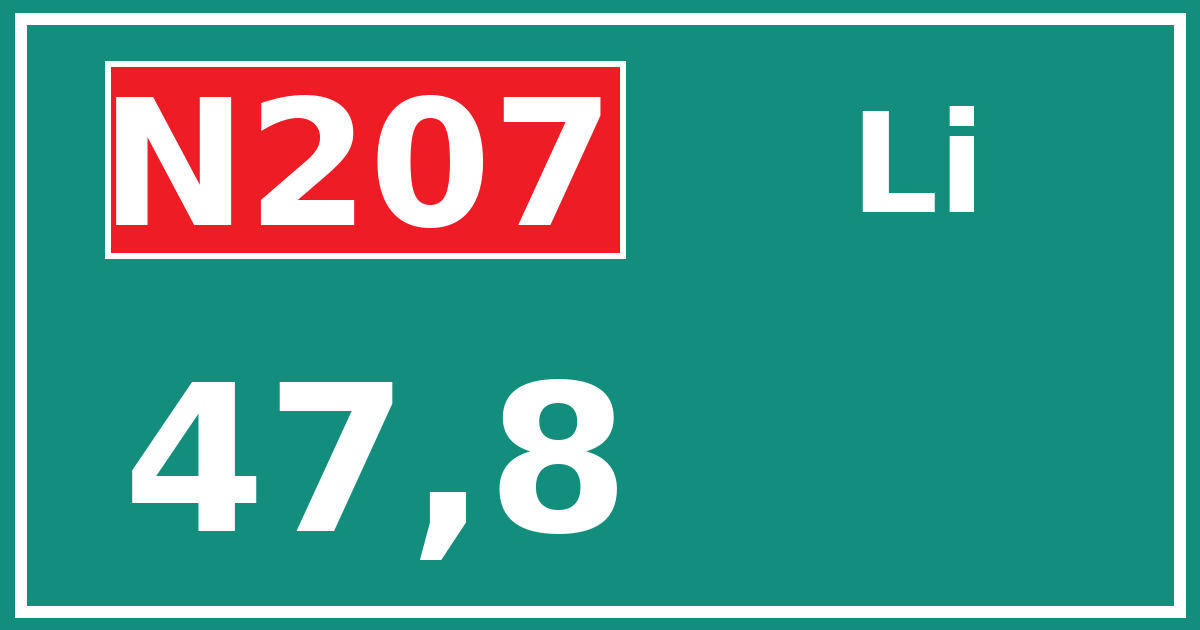 Hectometerbord N207 47,8 zijde Li