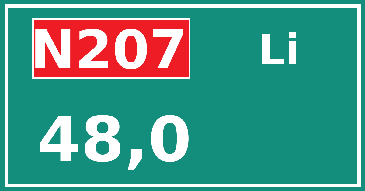 Hectometerbord N207 48,0 zijde Li