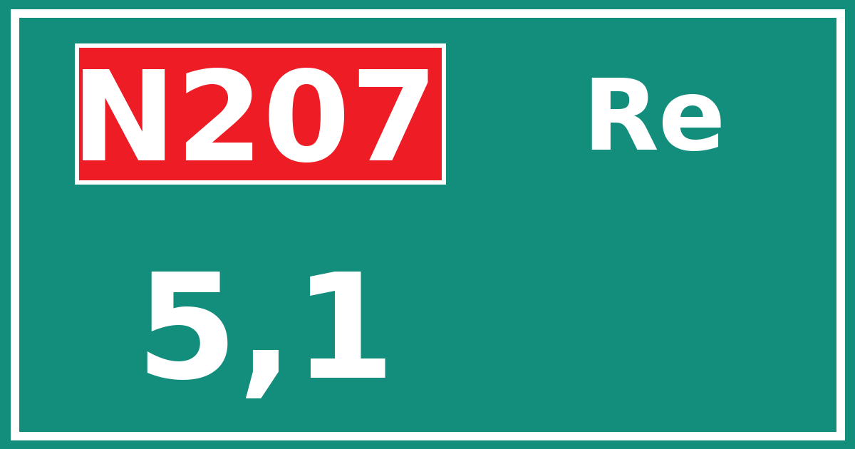 Hectometerbord N207 5,1 zijde Re