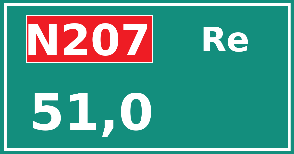 Hectometerbord N207 51,0 zijde Re