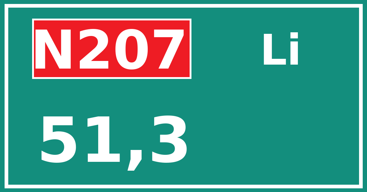 Hectometerbord N207 51,3 zijde Li
