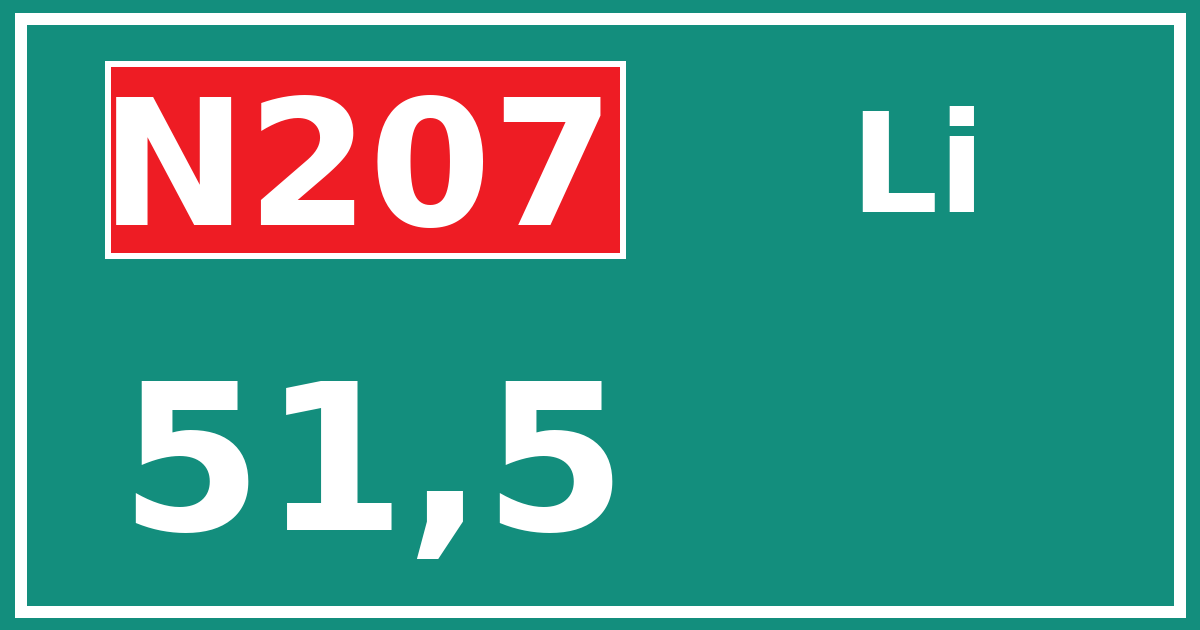 Hectometerbord N207 51,5 zijde Li