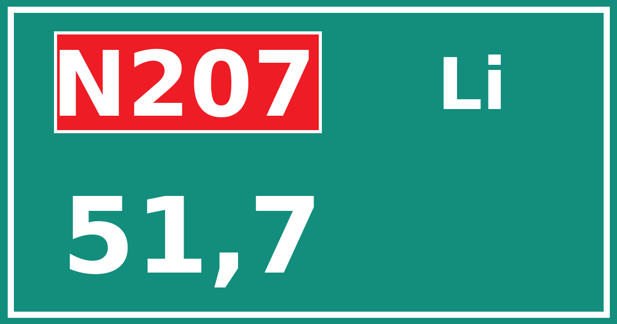 Hectometerbord N207 51,7 zijde Li